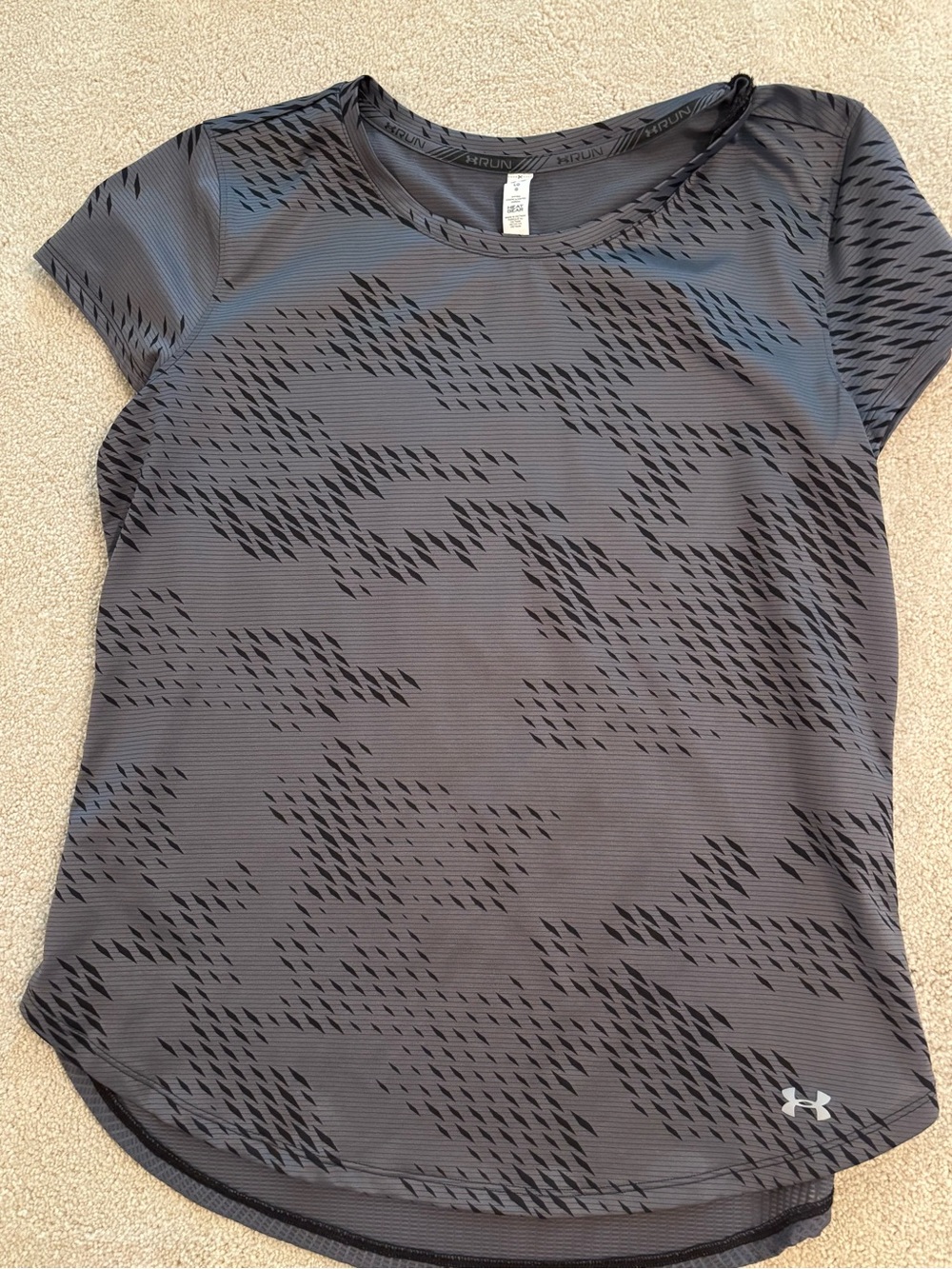 Under Armour Black Short Sleeve Performance Tee with Subtle Pattern